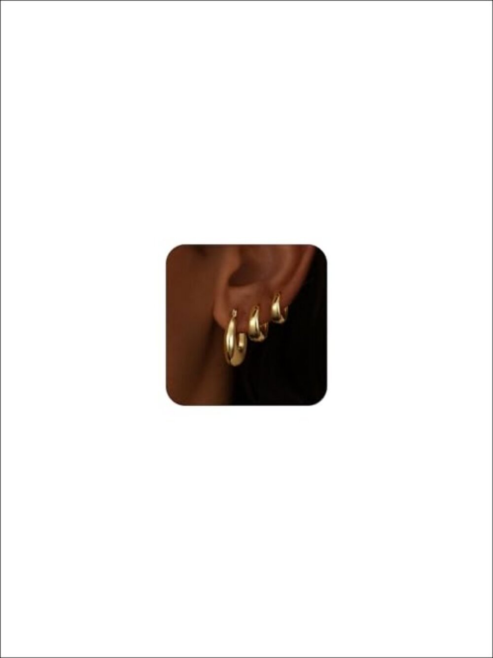 14K Gold Plated Hoop Earrings Women Hypoallergenic Huggie Set